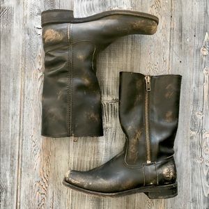 Frye distressed black motorcycle boots size 11